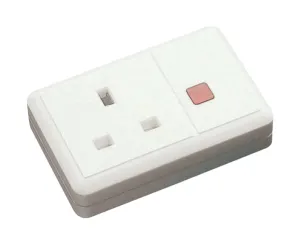 13A 1 Gang Trailing Socket + Neon - White