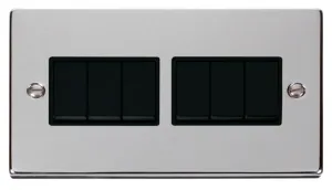 6 Gang 2 Way 10AX Switch - Black