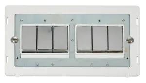 Ingot 10AX 6 Gang 2 Way Switch Insert - White / Ch