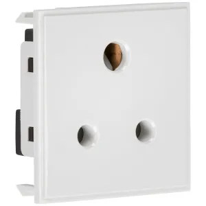 5A unswitched round socket module 50 x 50mm - whit