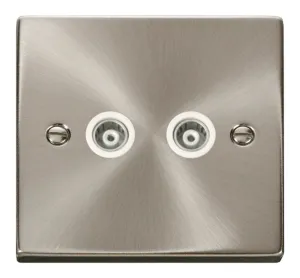 Twin Isolated Coaxial Socket Outlet - White