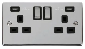 13A Ingot 2 Gang Switched Sockets With Twin 2.1A U