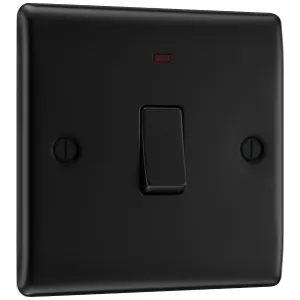 NEXUS METAL MATT BLACK SINGLE SWITCH, 20A WITH POW