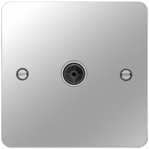 SINGLE CO-AX TV O/F POLISHED STEEL WHITE