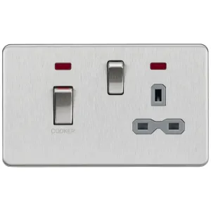 45A DP Switch & 13A Socket with Neons - Brushed Ch