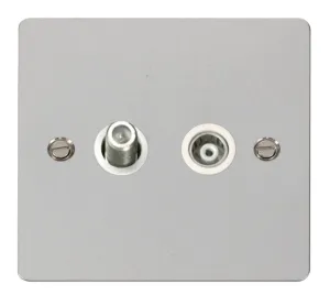 1 Gang Satellite & Isolated Coaxial Socket  - Whit
