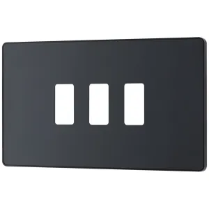 GRID FRONT PLATE - PCD EVOLVE - MATT GREY - 3 GANG
