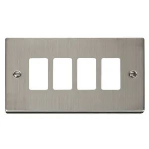 4 Gang GridPro Frontplate - Stainless Steel