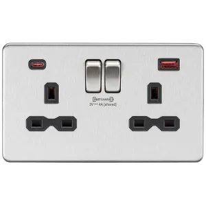 13A 2G DP Switched Socket with Dual USB A+C 12V DC