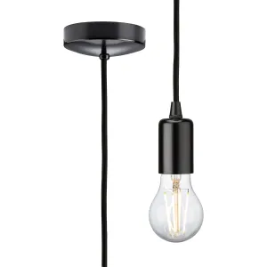 1.8m E27 Contemporary Pendant Set - Matt Black