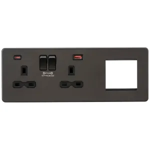 13A 2G DP Socket +2G Modular + Dual USB A+C 12V DC
