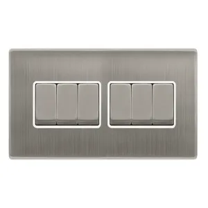 10AX INGOT 6 GANG 2 WAY SWITCH - STAINLESS STEEL C