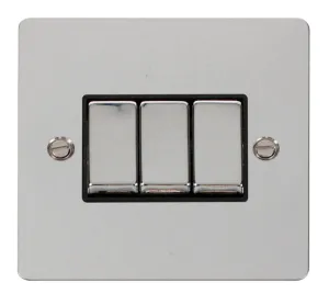 Ingot 10AX 3 Gang 2 Way Switch   - Black