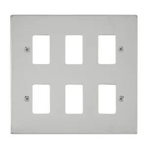 6 Gang GridPro Frontplate - Polished Chrome
