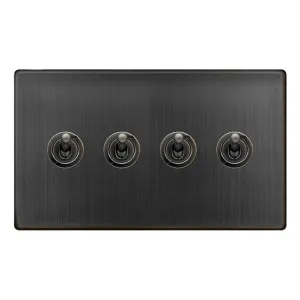 10AX 4 GANG 2 WAY TOGGLE SWITCH - MATT BRONZE