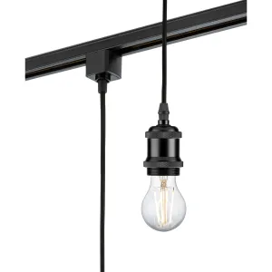 230V 1.8M E27 Vintage Track Pendant - Black
