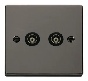 Twin Isolated Coaxial Socket Outlet - Black