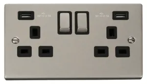 13A Ingot 2 Gang Switched Sockets With Twin 2.1A U