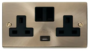 13A 2G Switched Socket With 2.1A USB Outlet - Blac