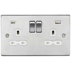 13A 2G SP Switched Socket with Dual USB A+C (5V DC