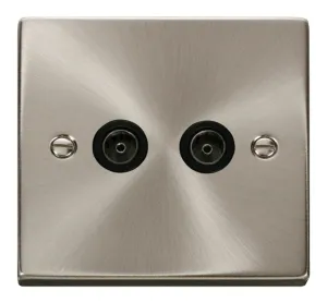 Twin Coaxial Socket Outlet - Black