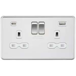 13A 2G SP Switched Socket with Dual USB A+C (5V DC