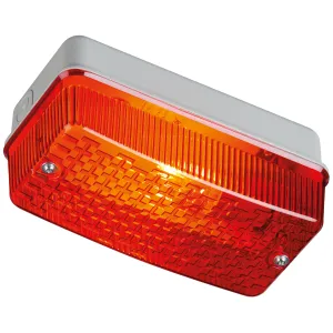 230V IP65 100W max E27 Bulkhead with Red Prismatic