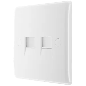 WHITE NEXUS MOULDED DOUBLE SLAVE TELEPHONE SOCKET,