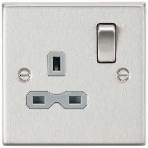 13A 1G DP Switched Socket - Brushed Chrome with Gr