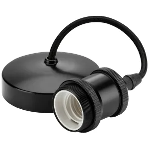 6" E27 Vintage Pendant Set - Matt Black