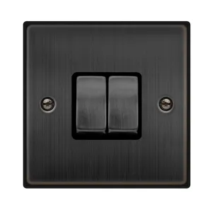 10AX INGOT 2 GANG 2 WAY PLATE SWITCH - MATT BRONZE