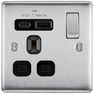 NEXUS METAL BRUSHED STEEL (BLACK) SINGLE SWITCHED