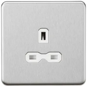 13A 1G Unswitched Socket - Brushed Chrome with Whi