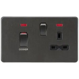 45A DP Switch & 13A Socket with Neons - Smoked Bro
