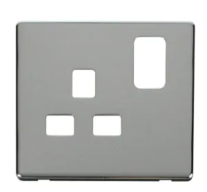 1 Gang 13A Switched Socket Cover Plate - Chrome