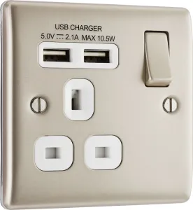 NEXUS METAL PEARL NICKEL SINGLE SWITCHED 13A POWER