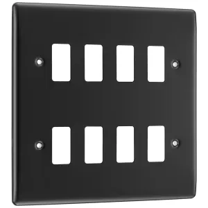 GRID FRONT PLATE NEXUS METAL MATT BLACK - 8 GANG