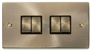 4 Gang 2 Way 'Ingot' 10AX Switch - Black