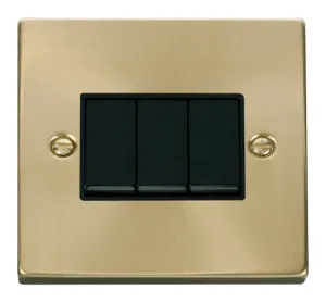 3 Gang 2 Way 10AX Switch - Black