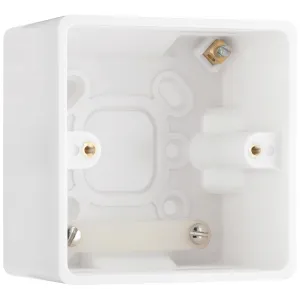 WHITE NEXUS MOULDED 1 GANG SURFACE BOX, 50MM