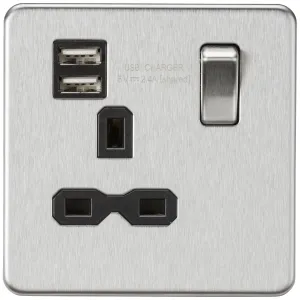 13A 1G SP Switched Socket with Dual USB A+A (5V DC