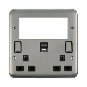2 GANG 3 PIN SAFETY SHUTTER TYPE A & C USB SWITCHE