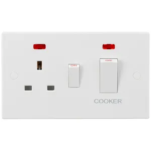 45A DP Switch & 13A Socket with Neons - White Rock