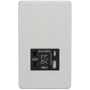 230V Shaver Socket with Dual USB A+C [5V DC 2.4A s