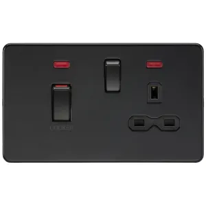 45A DP Switch & 13A Socket with Neons - Matt Black