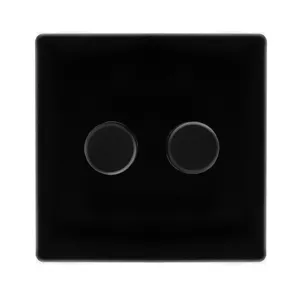 2 GANG 2 WAY 100W DIMMER SWITCH - METAL BLACK