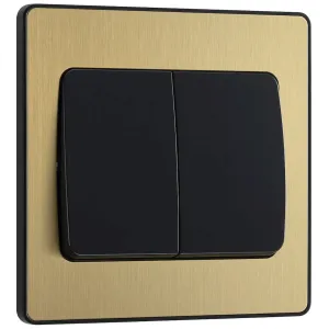EVOLVE BRUSHED BRASS (BLACK) DOUBLE LIGHT SWITCH,