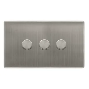 3 GANG 2 WAY 100W DIMMER SWITCH - STAINLESS STEEL