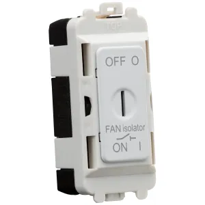 10A Fan Isolator Key Switch Module - Matt white