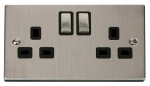 2 Gang 13A DP 'Ingot' Switched Socket Outlet - Bla